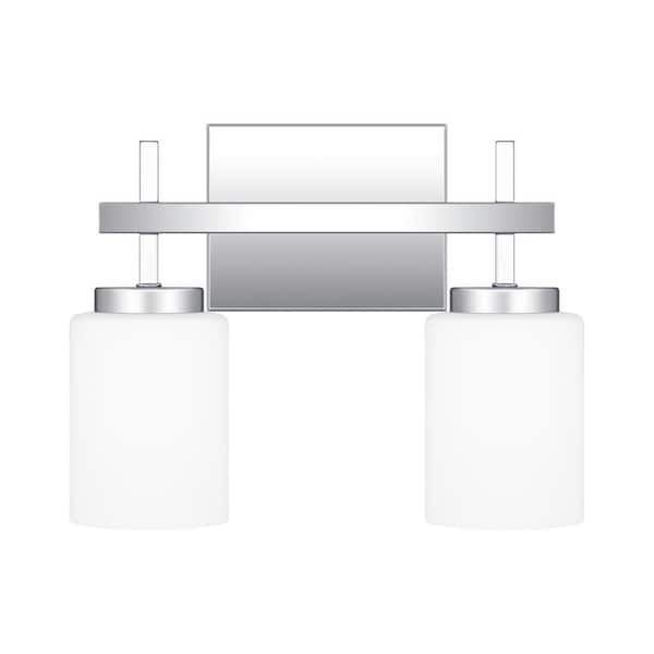 ASHLEY HARBOUR COLLECTION Ezra 13 in. 2-Light Polished Chrome LED Vanity Light