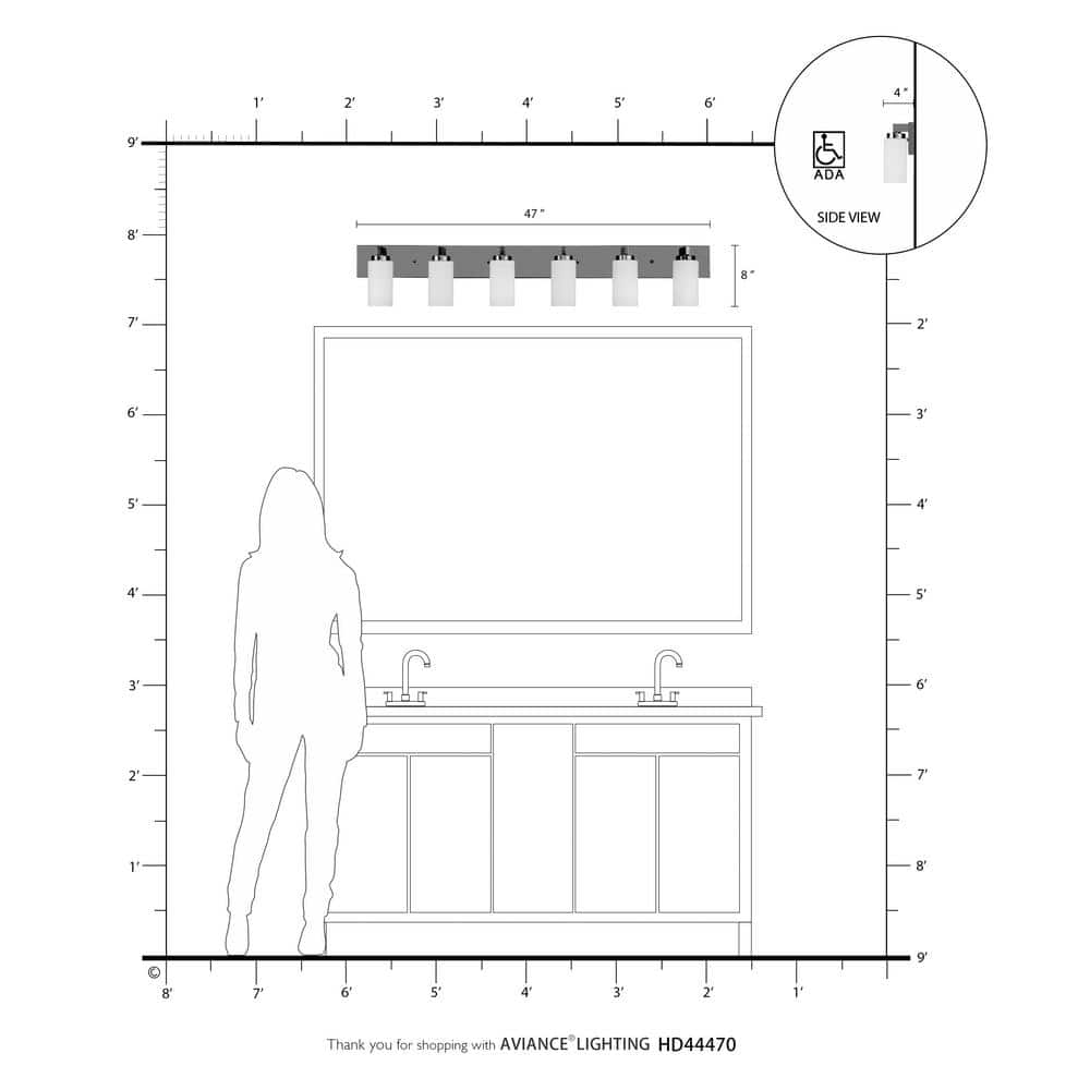 Brushed Nickel 6-Light Steel Vanity with Satin Opal Glass