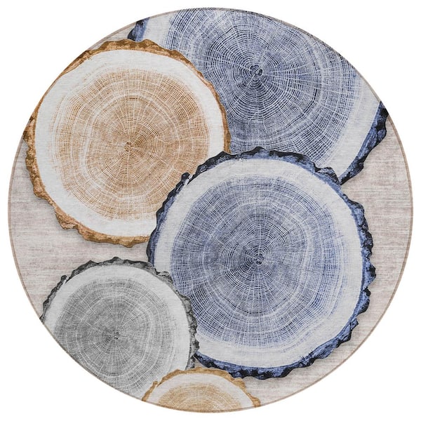 Addison Rugs Chantille ACN575 Beige 8 ft. x 8 ft. Round Machine Washable Indoor/Outdoor Geometric Area Rug