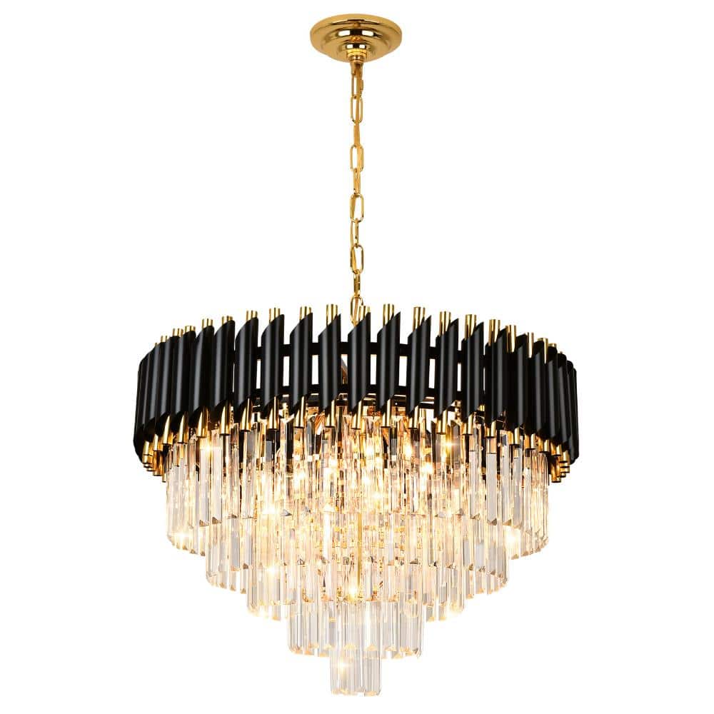 Modern Crystal Chandelier 23.6 in. 8-Light Gold and Black Chandelier for Dinning Room, Living Room, Foyer, Bedroom price history on PriceWatchPro