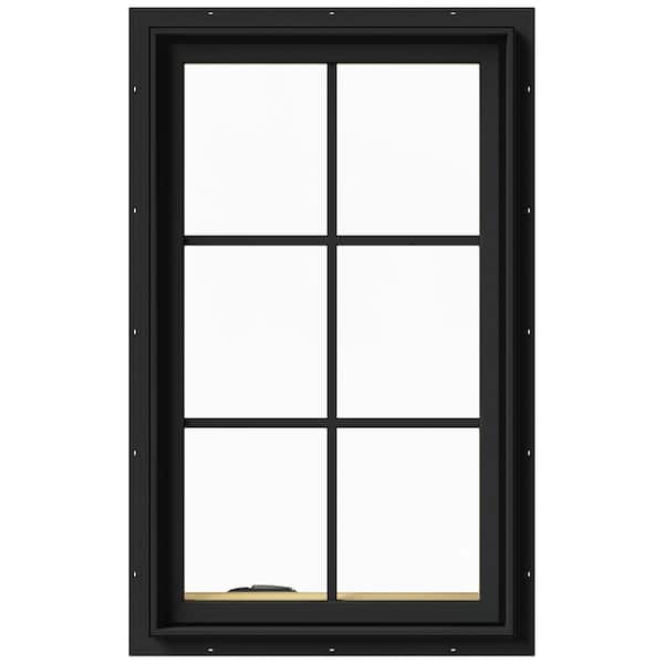 JELD-WEN 24 in. x 40 in. W-2500 Series Bronze Painted Clad Wood Left-Handed Casement Window with Colonial Grids/Grilles