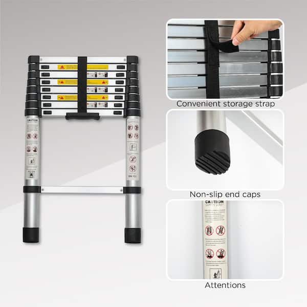 8.5 ft. Aluminum Portable Extension Ladder with 300 lb. Load Capacity Type IA Duty Rating for Home, Outdoor