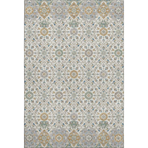 Mayfield Premium Machine Washable Abstract AMF2199 Ivory 10 ft. x 14 ft. Area Rug