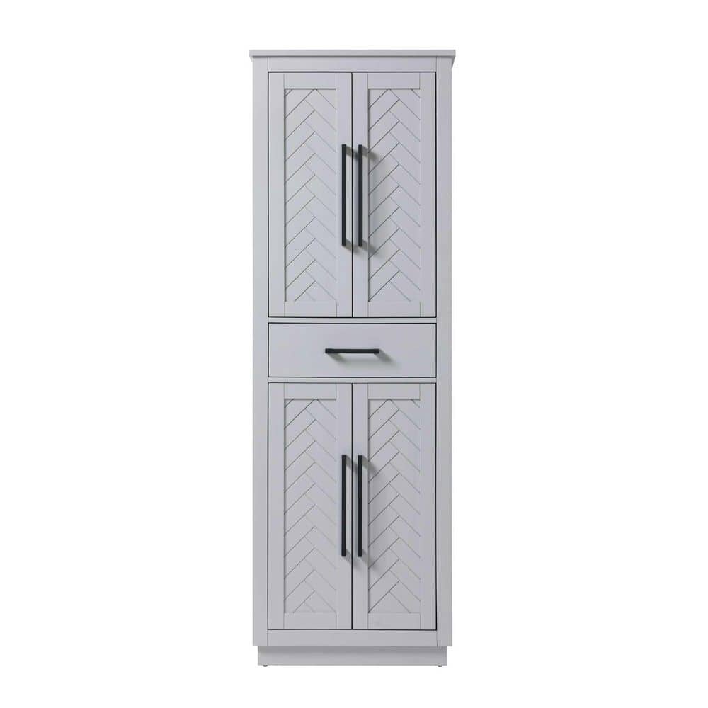 24 in. W x 18 in. D x 72 in. H Gray Freestanding Linen Cabinet