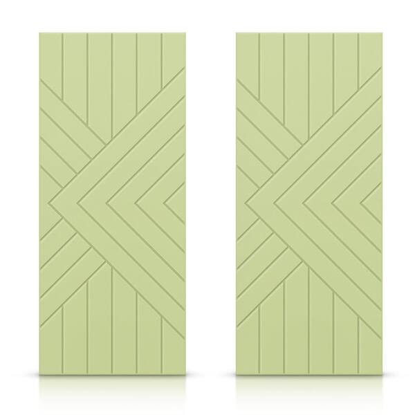 CALHOME 48 in. x 84 in. Hollow Core Sage Green Painted Composite MDF Interior Double Closet Sliding Doors