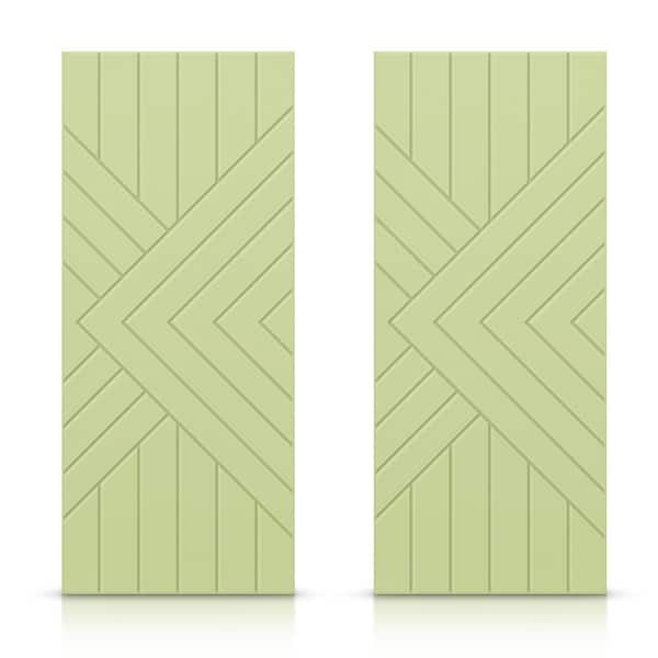 CALHOME 60 in. x 96 in. Hollow Core Sage Green Painted Composite MDF Interior Double Closet Sliding Doors