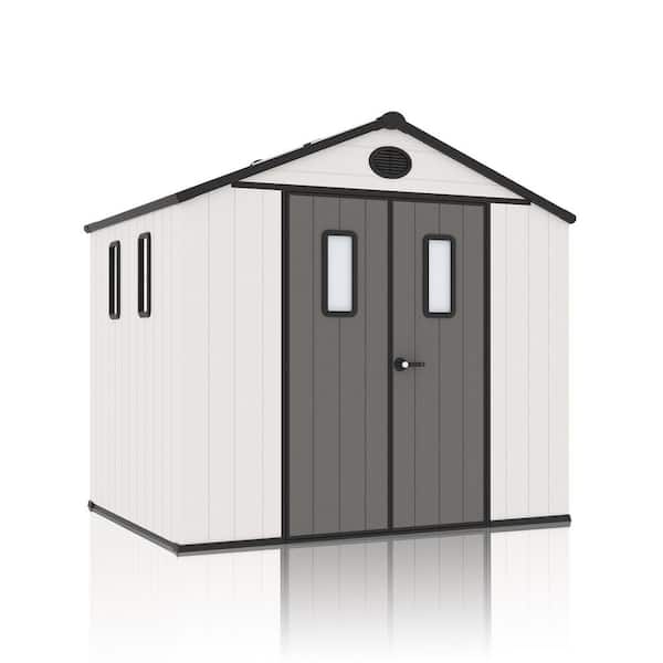 LATTOY 8 ft. W x 6 ft. D Outdoor Storage Resin Garden Shed for