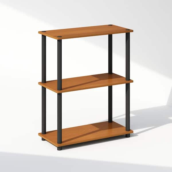 Furinno Turn-N-Tube 29.6 in. Tall Light Cherry/Black Wood 3-Shelf Bookcase