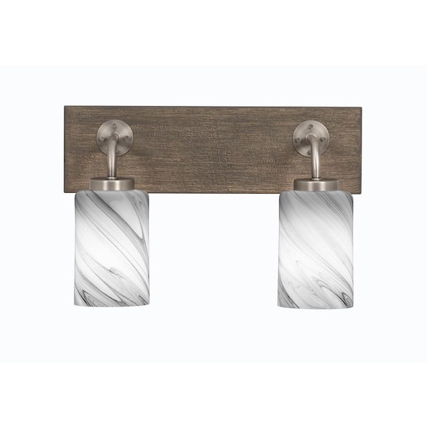 Lighting Theory Kirby 16 in. 2-Light Graphite and Painted Distressed Wood-look Metal Vanity Light