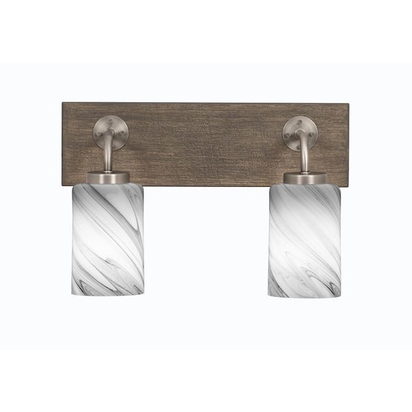 Unbranded Kirby 16 in. 2-Light Graphite and Painted Distressed Wood-look Metal Vanity Light