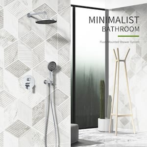 MINT 4-Spray 10 in. Dual Wall Mount Fixed and Handheld Shower Head 1.8 GPM in Chrome (Valve Included)