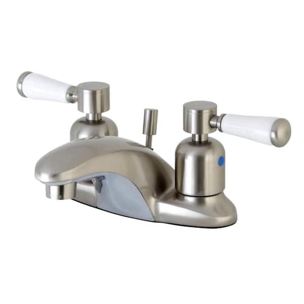 Kingston Brass Paris 4 in. Centerset Double Handle Bathroom Faucet in Brushed Nickel