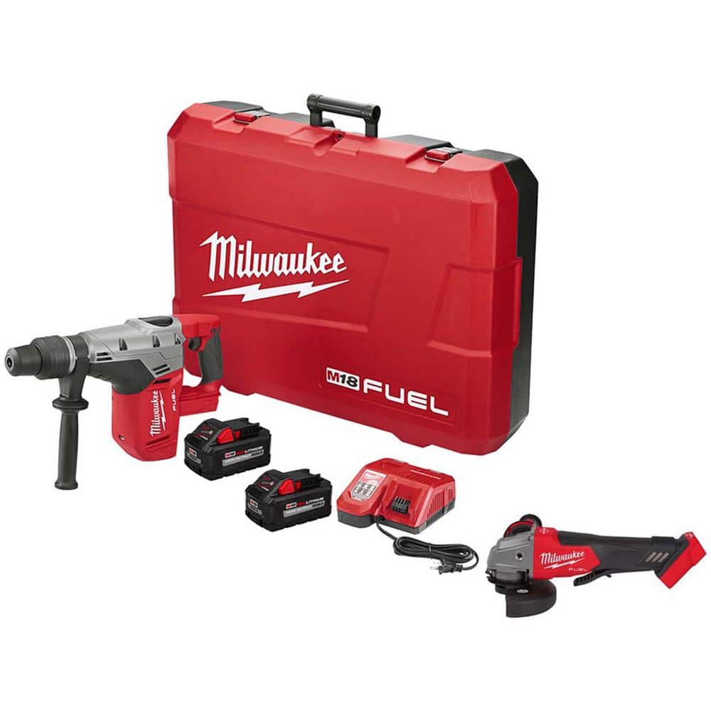 Milwaukee M18 FUEL 18V Lithium-Ion Brushless Cordless 1-9/16 in. SDS-Max Rotary Hammer Kit & Hard Case W/FUEL Grinder -  2717-22HD-2880