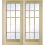 72 in. x 80 in. Both Active Unfinished Poplar Glass 15-Lite Clear True Divided Prehung Interior French Door