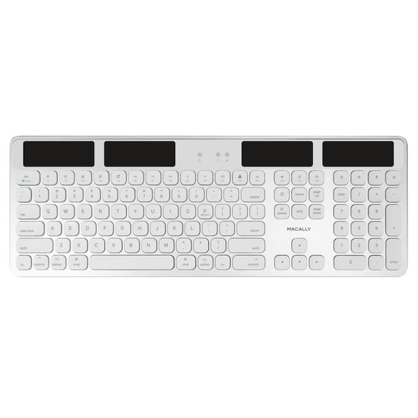 iPhone Ultra Portable Apple Wireless Keyboard Compact with Built in Tablet/Phone Stand & Multi Device Sync Macally Small Bluetooth Wireless Keyboard for Mac PC Laptop iPad & Android 