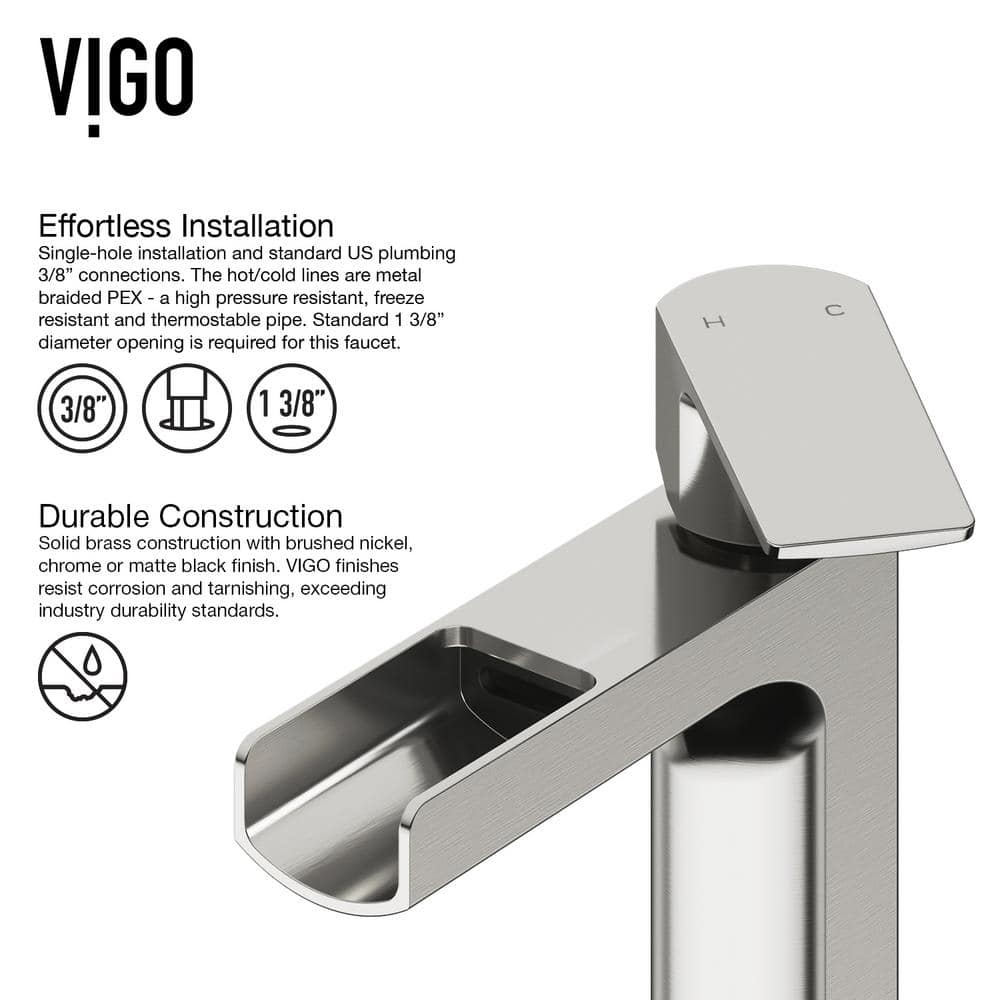 White Stone Rectangular Vessel Sink with Brushed Nickel Faucet
