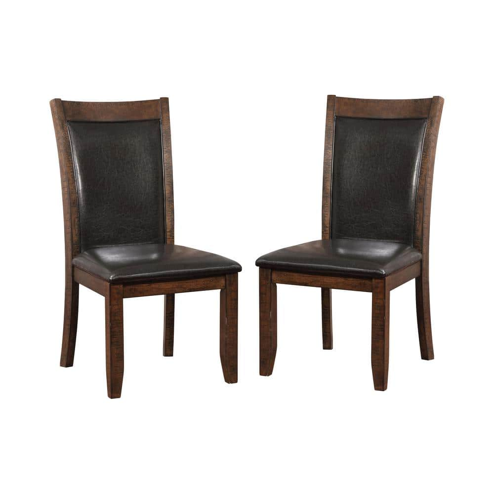 Furniture Of America Morris Brown Cherry Leather Cushioned Dining Side ...