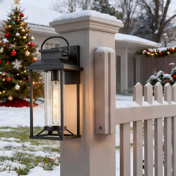 7 in. Black 2-Pack Outdoor Porch Lights, Modern Outdoor Wall Sconce Lantern for House, Front Porch, Anti-Rust Waterproof