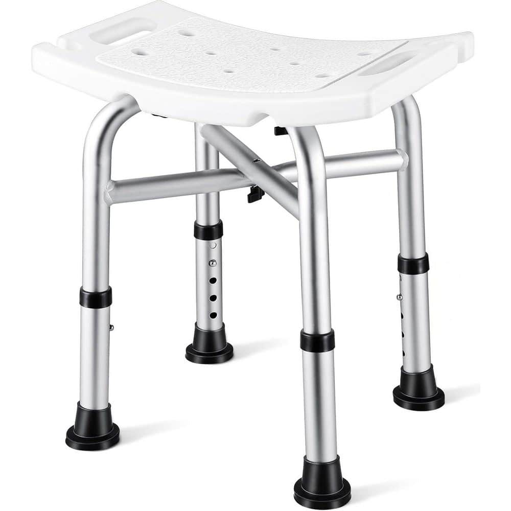 16.54 in. Heavy Duty Aluminum Shower Stool Chair with 5 Height Adjustable U