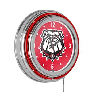 University of Georgia Red Bulldog Lighted Analog Neon Clock