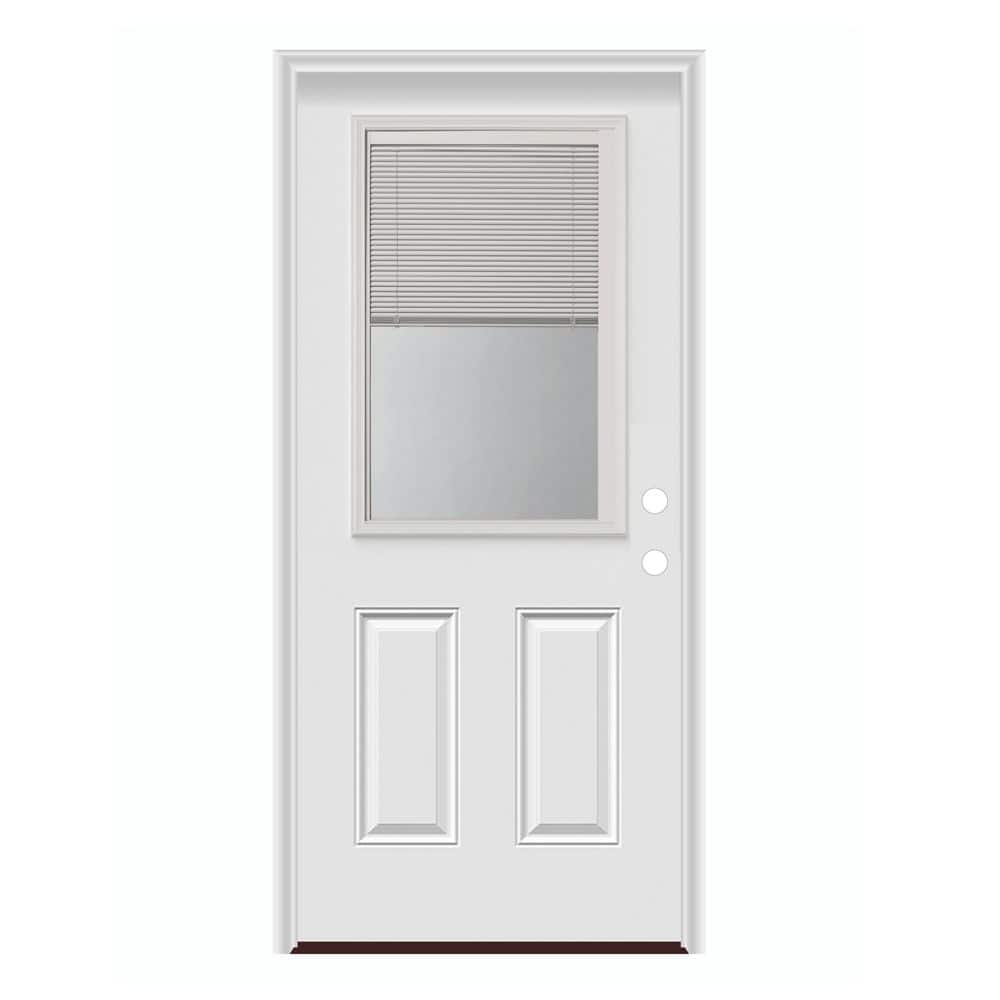 32 in. x 80 in. Left-Hand/Inswing 2 Panel 1/2 Lite BBG Clear Glass Insert Smooth Fiberglass Prehung Door with PVC Frame price history on PriceWatchPro