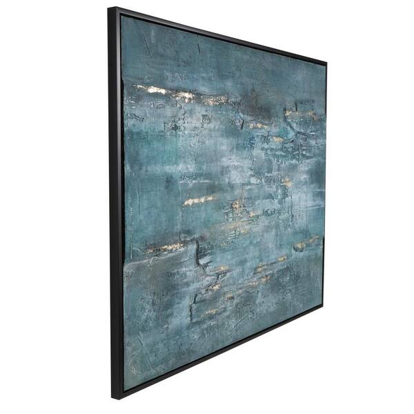 Litton Lane 1-Panel Abstract Silver Embellishments Framed Wall Art with Black Frame 59 in. x 47 in.