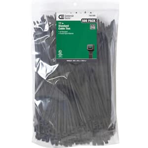 11in Standard 50lb Tensile Strength UL 21S Rated Cable Zip Ties 500 Pack UV (Black)