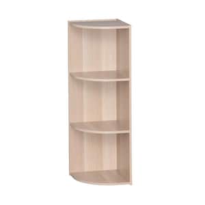 34.63 in. Light Brown Faux Wood 3-shelf Corner Bookcase with Open Storage