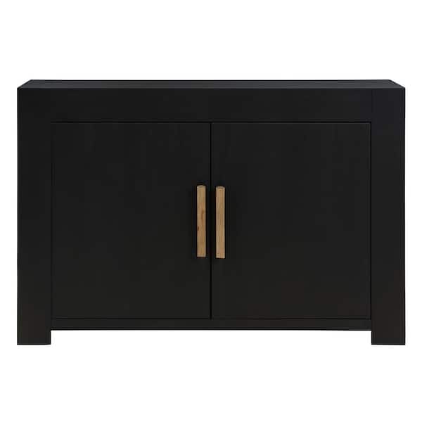 Aubrey Black Wood 54 in. Sideboard Server