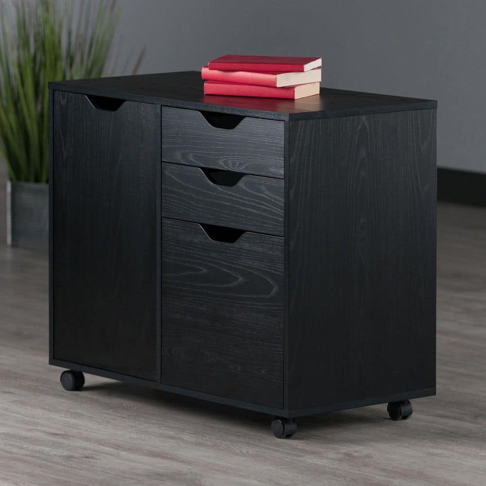 Halifax 30.71 in. 2-Section Vertical Mobile Filing Cabinet, Black