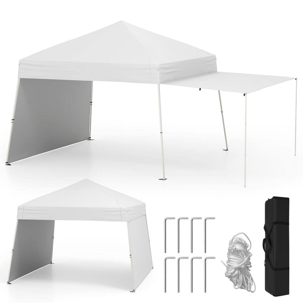 14 ft. x 9.2 ft. White Pop up Canopy Tent with 2 Convertible Sidewalls to Awning and Stakes price history on PriceWatchPro