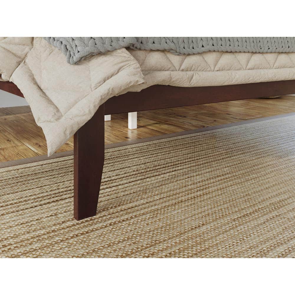 Mission-Style Full Platform Bed with Walnut Finish and Slatted Headboard