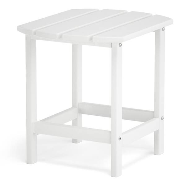Cesicia White Plastic Outdoor Side Table with Weather Resistant and Waterproof