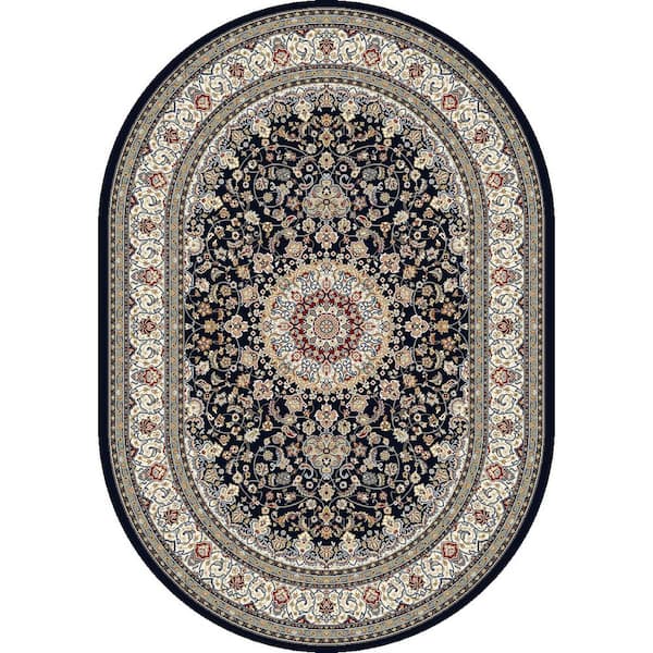 Nicholson Blue/Ivory 7 ft. x 10 ft. Oval Indoor Area Rug