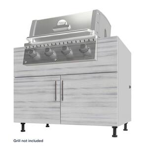 Miami White Wash Matte Flat Panel Stock Assembled Base Kitchen Cabinet Island Back Grill Base 42 in. x 34.5 in. x 27 in.