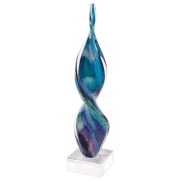 HomeRoots 18 in. Multicolor Multicolor Art Glass Corkscrew Centerpiece