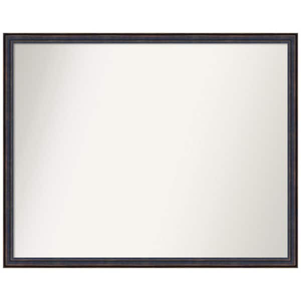 Amanti Art Dark Bronze Scoop 29.5 in. W x 23.5 in. H Non-Beveled Wood Bathroom Wall Mirror in Bronze, Brown