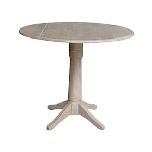 Olivia Weathered Taupe Gray 42 in. Drop-Leaf Counter Table