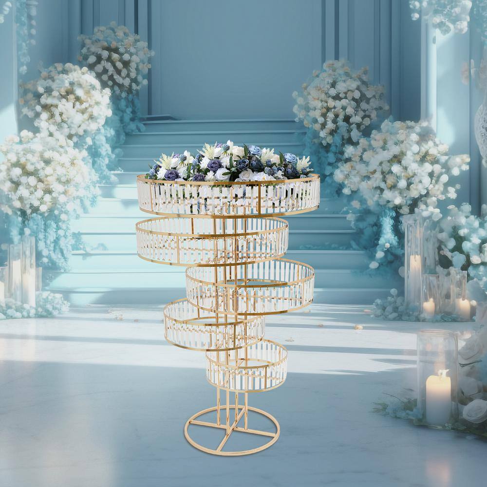 Gold Iron and Acrylic 5-Tier Decorative Wedding Stand Set
