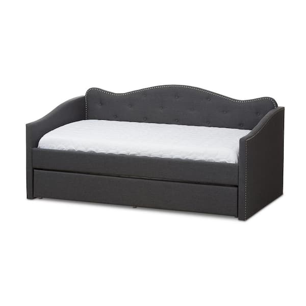 Baxton Studio Kaija Dark Gray Daybed with Trundle