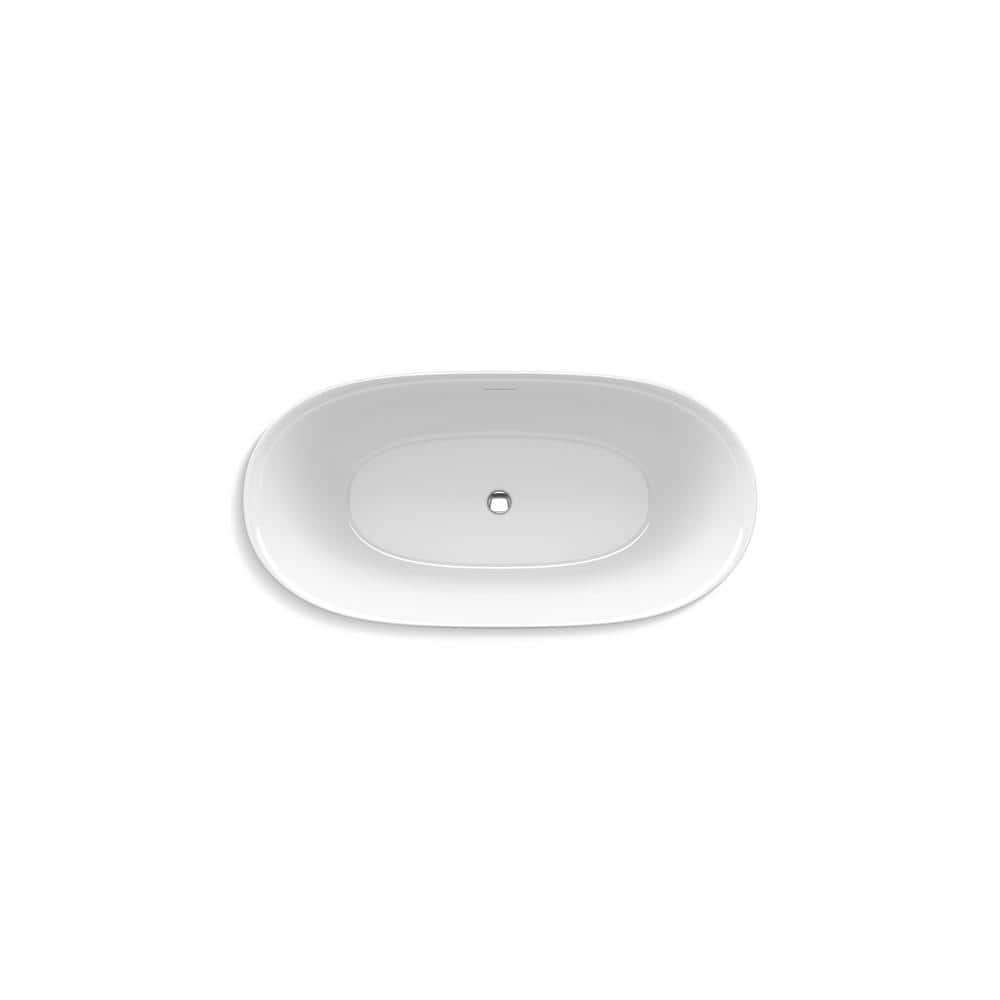 White Oval Freestanding Acrylic Soaking Bathtub