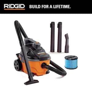 4 Gal. 5.0 Peak HP Portable Shop Vacuum Wet Dry Vac with Fine Dust Filter, Locking Hose and Attachments WD4070
