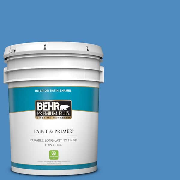 BEHR PREMIUM PLUS 5 gal. #P520-5 Boat House Satin Enamel Low Odor Interior Paint & Primer