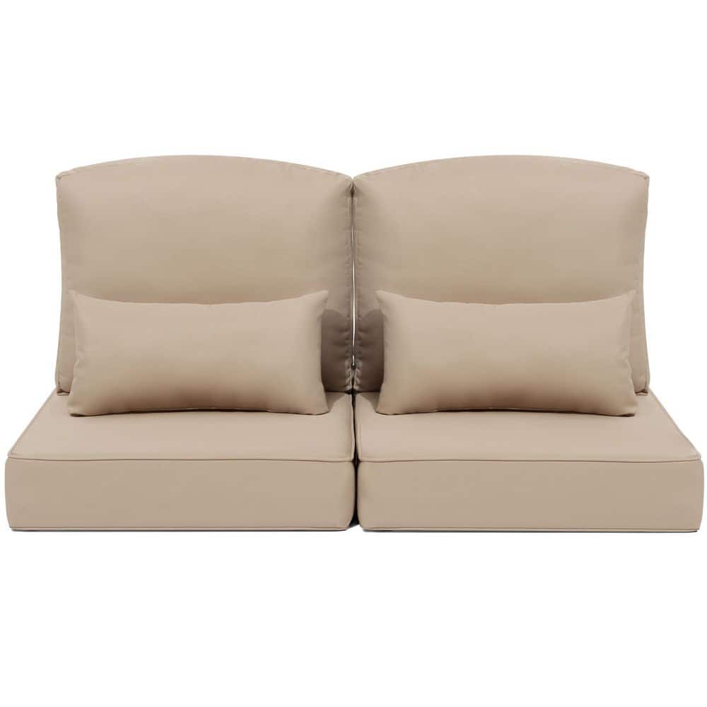24 in. x 24 in. x 5.5 in. Outdoor Couch Cushion with Pillows and Handle 2-Pieces Thickened Patio Seat Cushion in Beige price history on PriceWatchPro