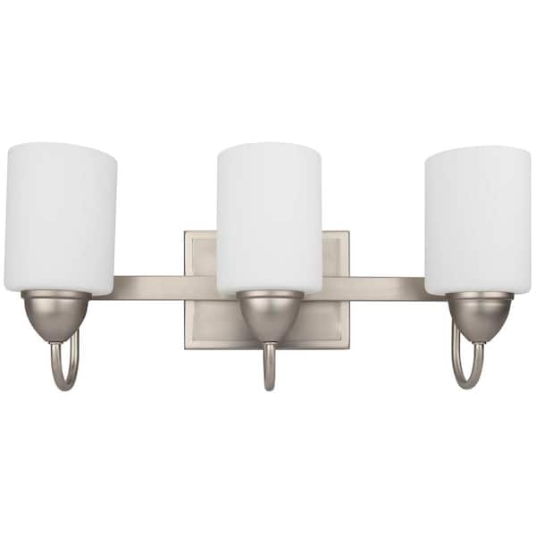 Unbranded 6 in. 3-Light Brushed Nickel Vanity Light with Etched Opal Glass Shade