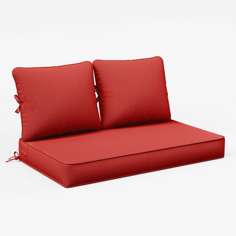 46 in. x 26 in. x 5 in. Outdoor Patio Replacement Loveseat Sofa Cushion Set with Backrest Red