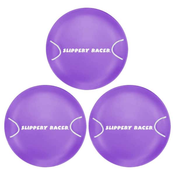 Slippery Racer ProDisc Heavy-Duty Metal Saucer Sled with Handles, Purple (3-Pack)