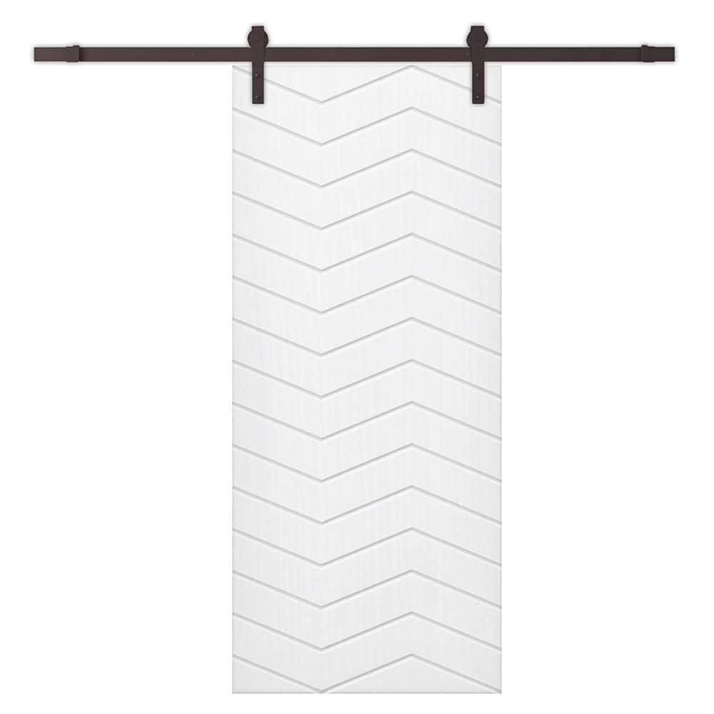 42 in. x 80 in. White Painted Composite MDF Paneled Interior Sliding Barn Door with Hardware Kit price history on PriceWatchPro