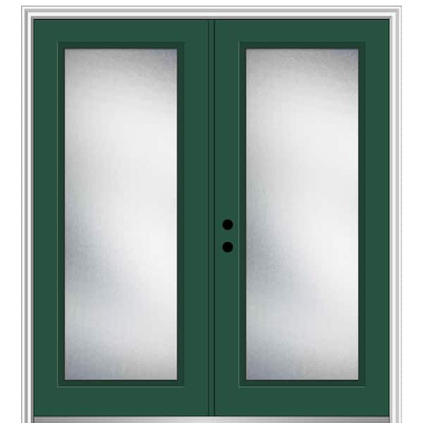 MMI Door 64 in. x 80 in. Micro Granite Right-Hand Inswing Full Lite Decorative Painted Fiberglass Smooth Prehung Front Door