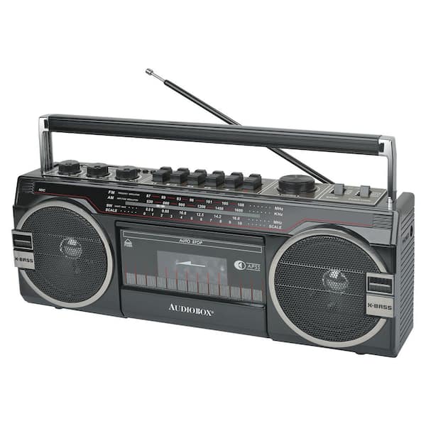 RXC-25BT 10-Watt Portable Cassette Player and Recorder Boombox in Black